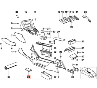 BMW E31 Center Console Handbrake Cover Trim Black 51161970719
