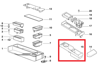 BMW E36 Double Cup Holder Coin Storage Center Console Black 51168205367
