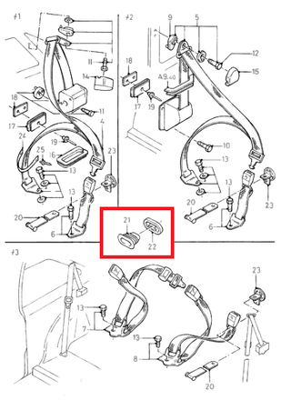 Ford Escort MK3 MK4 RS Turbo Sierra MK1 Rear Seatbelt Bezel And Retainer Set Black 81AB-B611B90-ABFA / 6104149 / 1602895