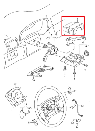 VW Golf Bora Jetta MK4 Double Gauge Pod 52mm Steering Column Black 1J0858565F