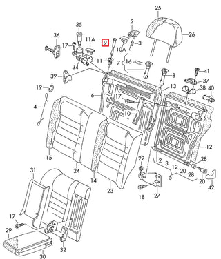 VW Golf MK3 Rear Seat Backrest Release Pull Rod Set Of 2 Black 1H0885683